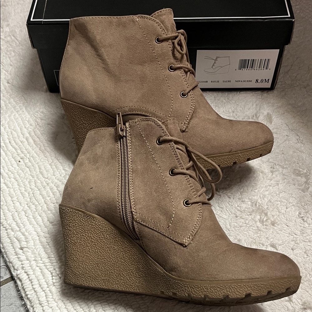 MIA Women's Brown Wedge Ankle Boots - Picture 4 of 6